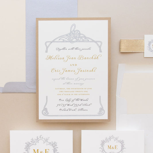 Antique Glitter Wedding Invitations