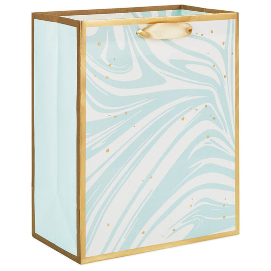 9.6" Marbled Aqua Medium Gift Bag