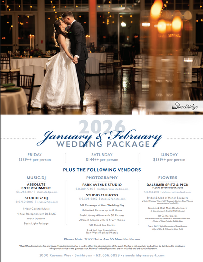 As Low as $139 per Person Country Club Wedding Package