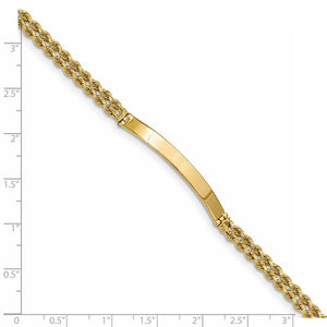 14k Yellow Gold Two Strand Rope 1.5 Inch Plate I.D. Bracelet - 8 Inch