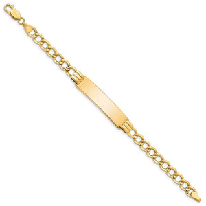 14k Yellow Gold 5.9mm Hollow Curb Link I.D. Bracelet - 7 Inch