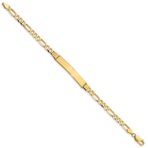 Ladies 14k Yellow Gold Solid Figaro I.D. Bracelet, 7 Inch