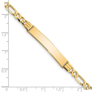 Ladies 14k Yellow Gold Solid Figaro I.D. Bracelet, 7 Inch
