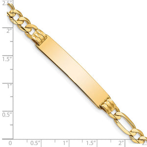 14k Yellow Gold Solid Figaro I.D. Bracelet with Lobster Clasp - 8 Inch
