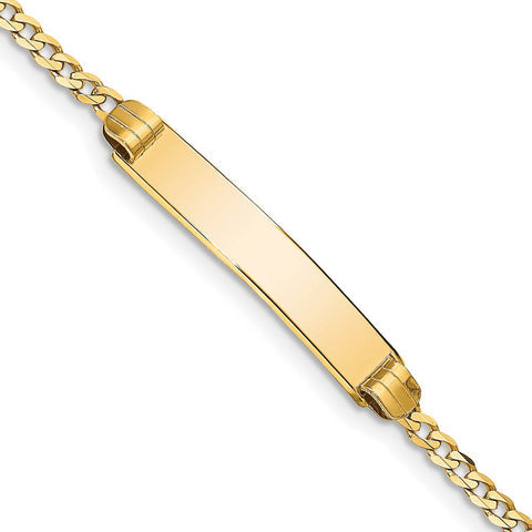 14k Yellow Gold Curb Link I.D. Bracelet with Lobster Clasp - 7 Inch