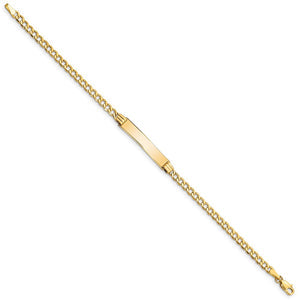 14k Yellow Gold 7/8 Inch Plate I.D. Bracelet with Lobster Clasp, 7 In.