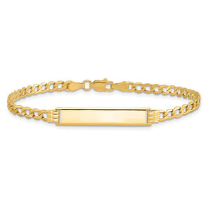 14k Yellow Gold 7/8 Inch Plate I.D. Bracelet with Lobster Clasp, 7 In.
