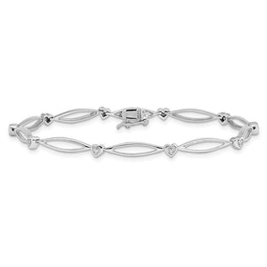 Diamond Heart Loop Tennis Bracelet in Sterling Silver -7 Inch