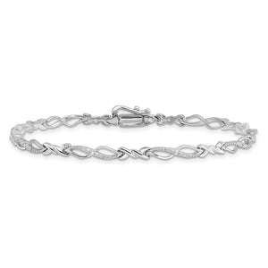 Diamond Twisted Loop Bracelet in Sterling Silver -7 Inch