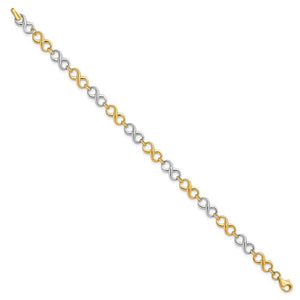 14k Two Tone Gold, Figure-8 Chain Link Bracelet, 7.25 Inch