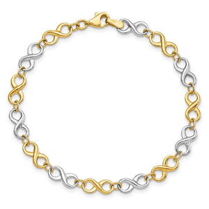 14k Two Tone Gold, Figure-8 Chain Link Bracelet, 7.25 Inch