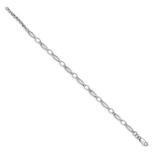 Diamond Accent Marquise Link Adj. Bracelet in Rhodium Plated Silver