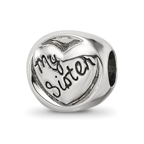 Sterling Silver My Sister My Friend 3-Sided Trilogy Bead Charm