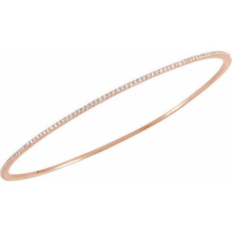 1.14k Yellow, White or Rose Gold 1 Ctw Diamond Bangle Bracelet