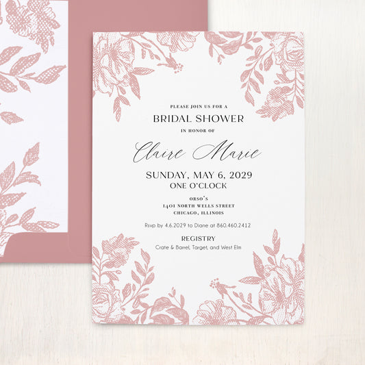 Rose Bouquet Bridal Shower Invitations