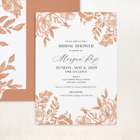 Terracotta Bouquet Bridal Shower Invitations