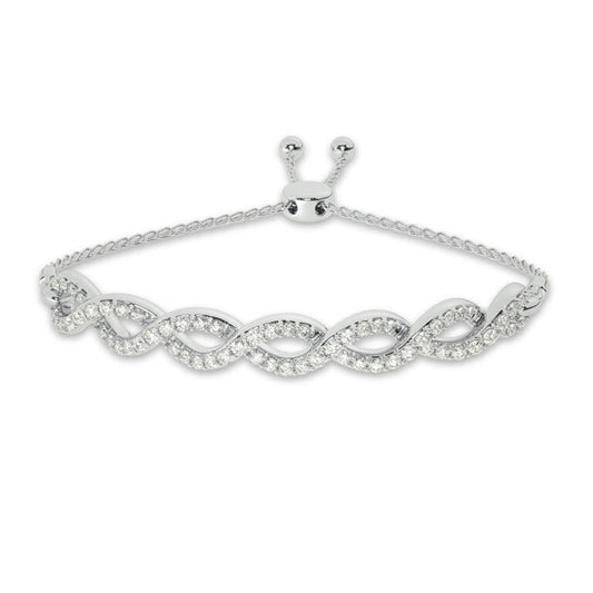 Infinity Themed Lab Grown Diamond Bolo Bracelet (1 ct. tw.)-10K White Gold