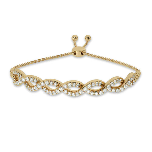 Infinity Themed Lab Grown Diamond Bolo Bracelet (1 ct. tw.)-10K Yellow Gold