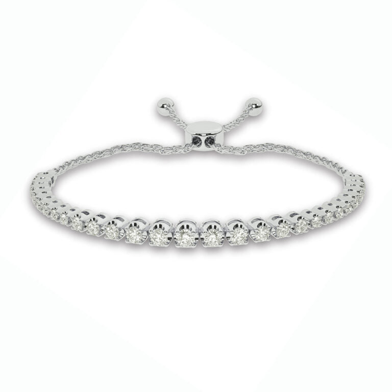 Lab Grown Cup Prong Diamond Bolo Bracelet (1/2 ct. tw.)-10K White Gold