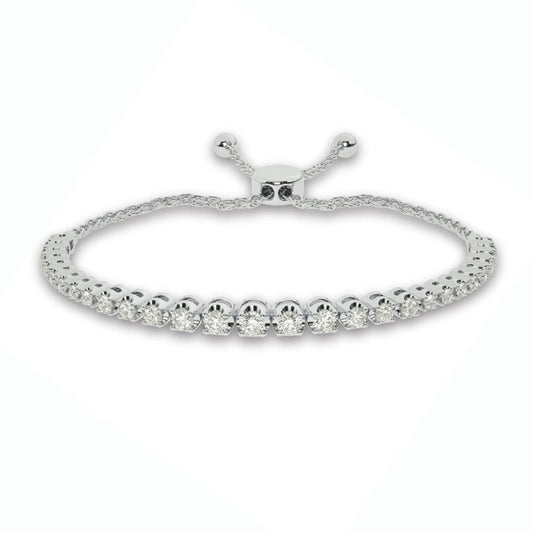 Lab Grown Cup Prong Diamond Bolo Bracelet (1/2 ct. tw.)-10K White Gold