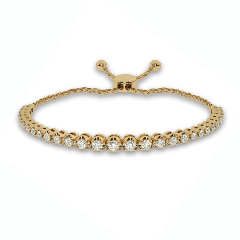 Lab Grown Cup Prong Diamond Bolo Bracelet (1/2 ct. tw.)-10K Yellow Gold