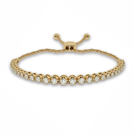 Lab Grown Cup Prong Diamond Bolo Bracelet (1/2 ct. tw.)-10K Yellow Gold