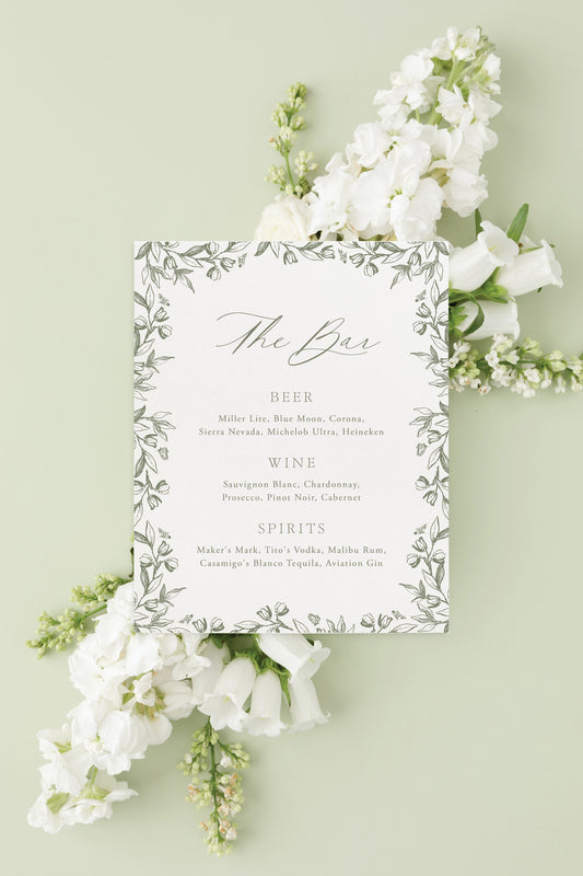 Twiggy | Wedding Bar Menu
