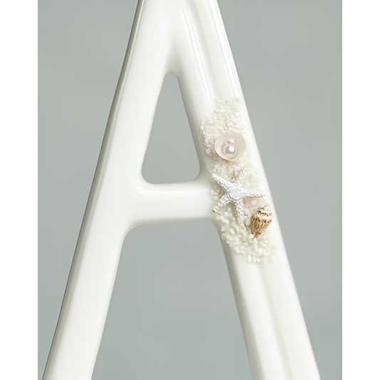 Beach Themed Porcelain Monogram Cake Topper