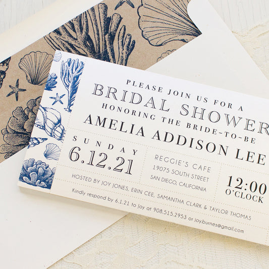 Beach Blues Bridal Shower Invitations