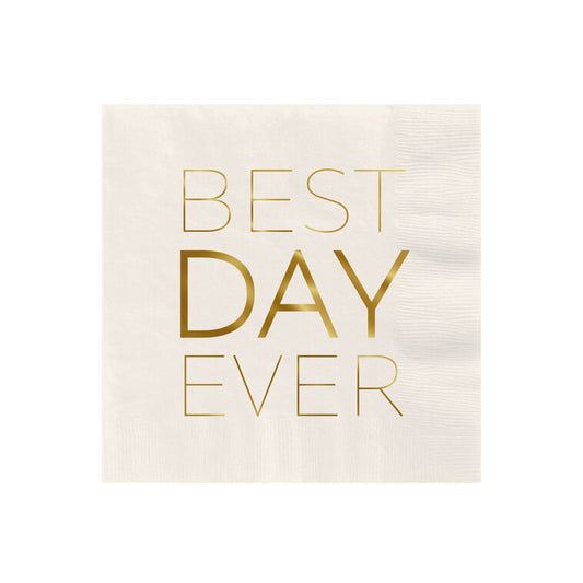 Ivory "Best Day Ever" Cocktail Napkins, Set of 16