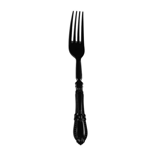 Black Baroque Disposable Plastic Dinner Forks