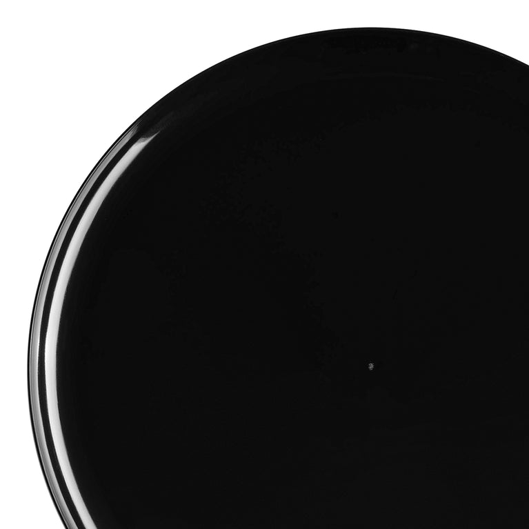 Black Flat Round Disposable Plastic Dinner Plates (10")