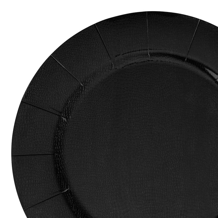Black Round Disposable Paper Charger Plates (13")