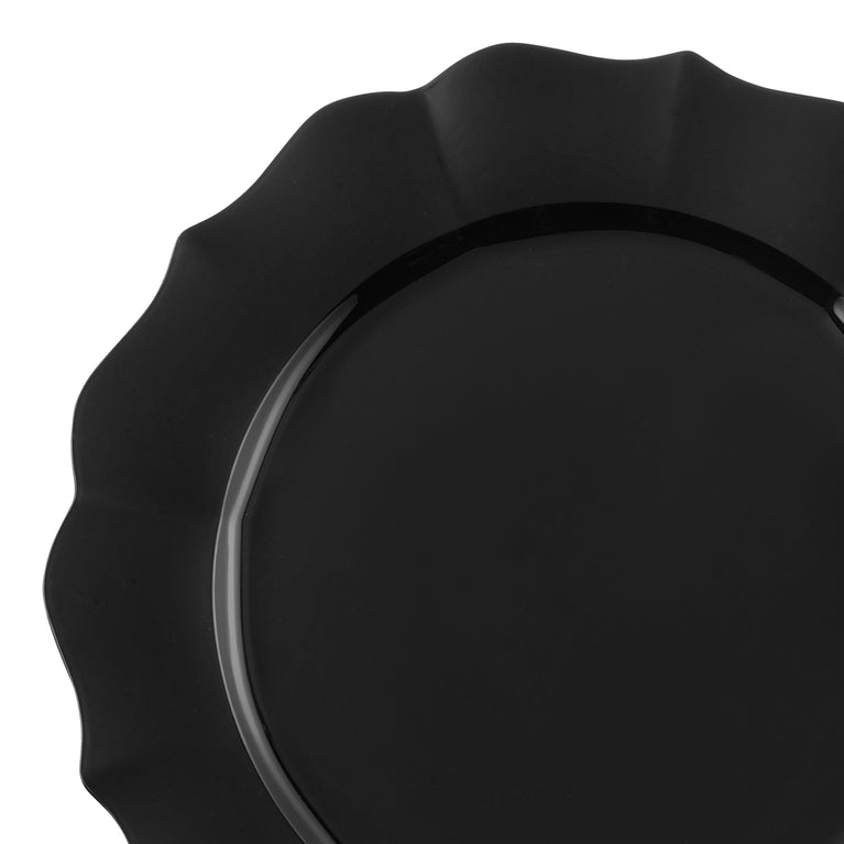 Black Round Lotus Plastic Appetizer/Salad Plates (7.5")