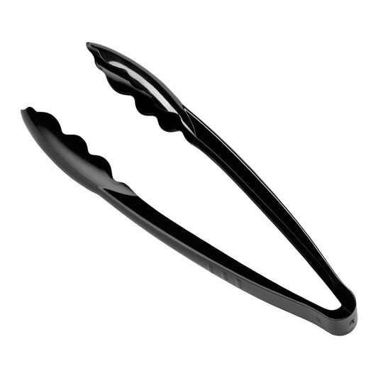 9" Black Disposable Plastic Serving Tongs