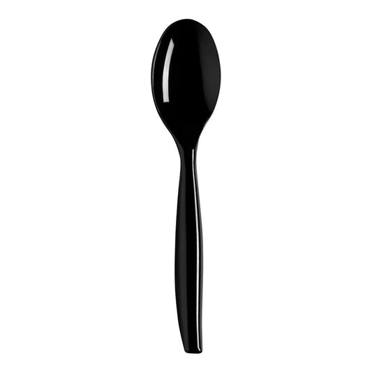 Black Disposable Plastic Serving Spoons