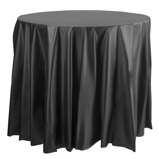 Black Round Disposable Plastic Tablecloths (84")