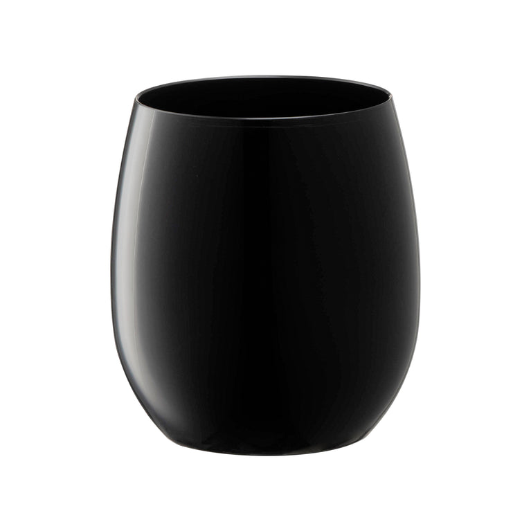 12 oz. Black Elegant Stemless Plastic Wine Glasses