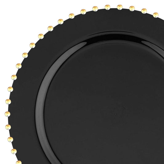 Black with Gold Pearl String Round Disposable Plastic Salad Plates (7€�)