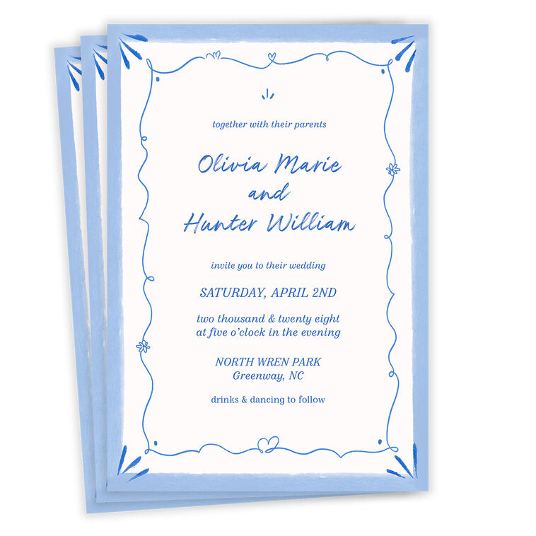 Elegant Doodle Flat Wedding Invitation