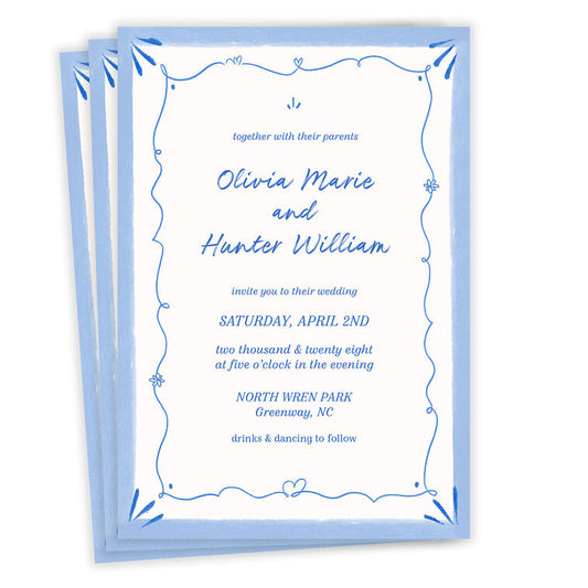 Elegant Doodle Flat Wedding Invitation