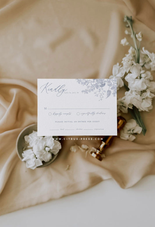 Dusty Blue Wedding RSVP Card | Ainsley