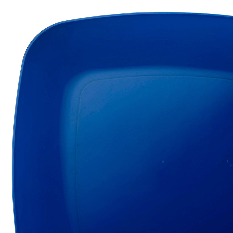 Blue Flat Rounded Square Disposable Plastic Appetizer/Salad Plates (7.25")