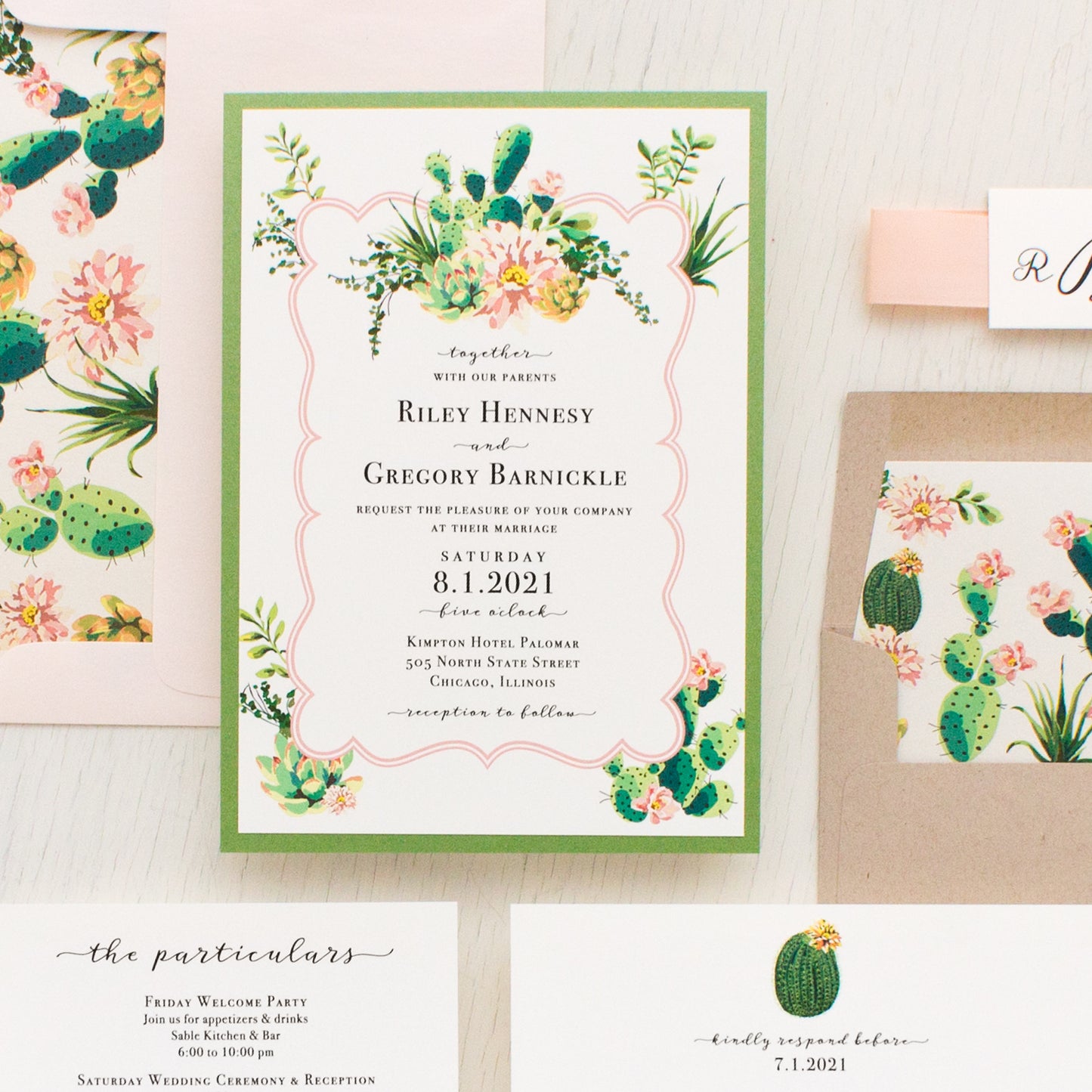 Blush Cactus Wedding Invitations