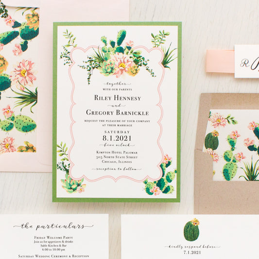 Blush Cactus Wedding Invitations
