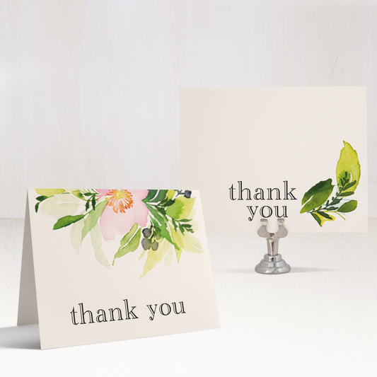 Blush & Coral Floral Bridal Shower Thank You Cards
