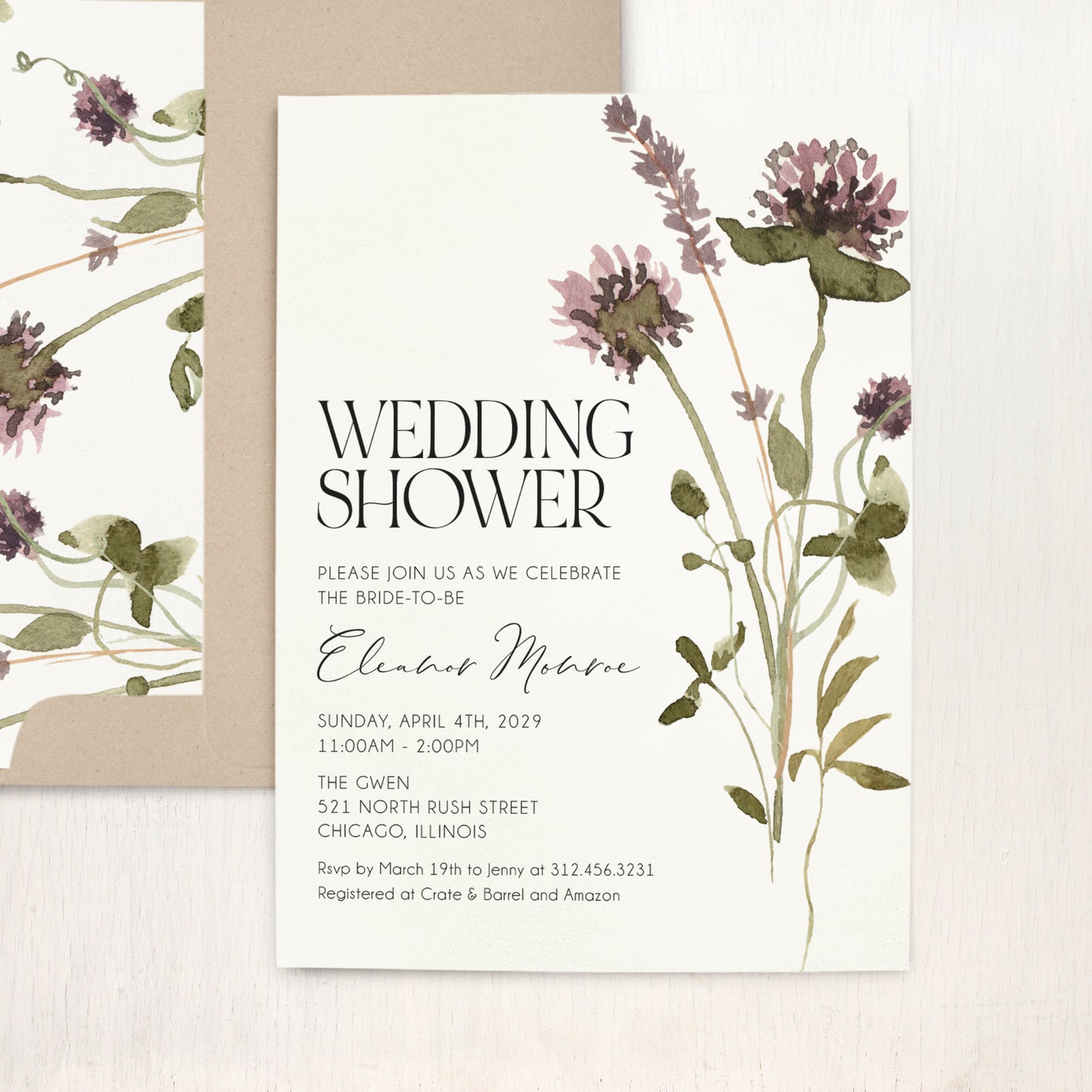 Boho Wildflower Bridal Shower Invitations