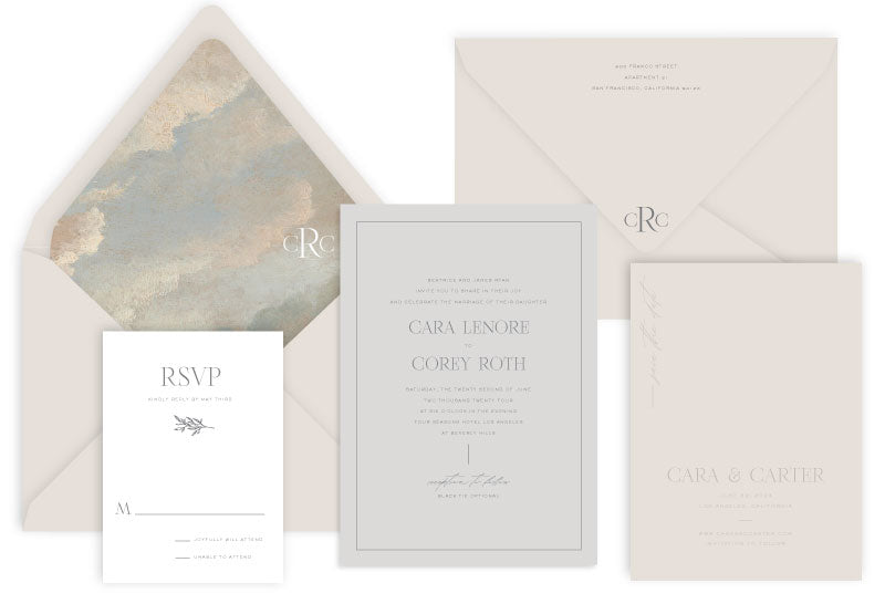 Brentwood Letterpress Wedding Invitation