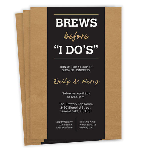 Brews Before "I Do's" Flat Wedding Shower Invitation