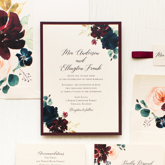 Burgundy Romance Wedding Invitations
